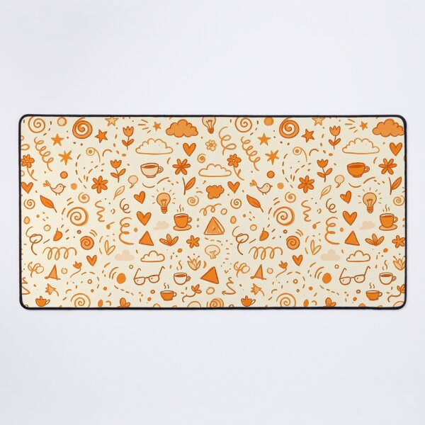 Item preview, Orange Whimsical Hand Drawn Folk Art Doodle Pattern designed and sold by ART ATTACK ZONE.