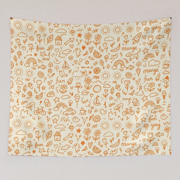 Item preview, Sunshine Whimsical Hand Drawn Folk Art Doodle Pattern designed and sold by ART ATTACK ZONE.