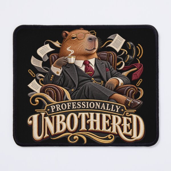 Item preview, Professionally Unbothered Capybara – Funny Office Humor Embroidered Design designed and sold by Emoji Emblems.