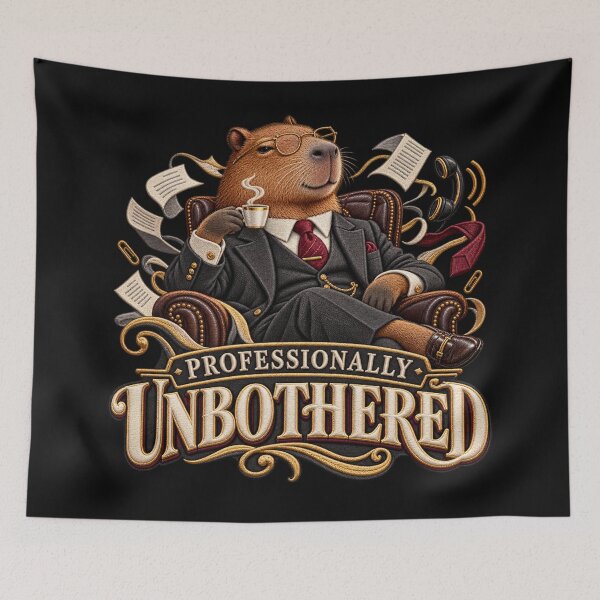 Item preview, Professionally Unbothered Capybara – Funny Office Humor Embroidered Design designed and sold by Emoji Emblems.