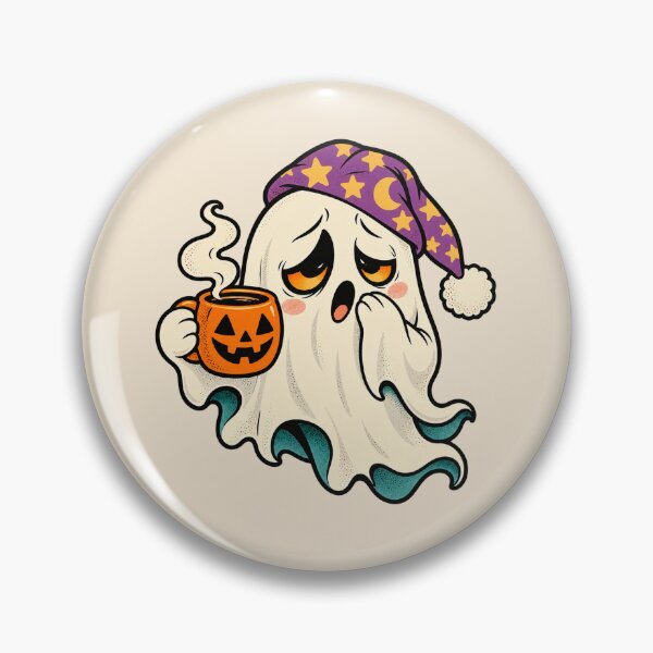 Item preview, Sleepy Ghost With Pumpkin Coffee designed and sold by Dopamine Department.