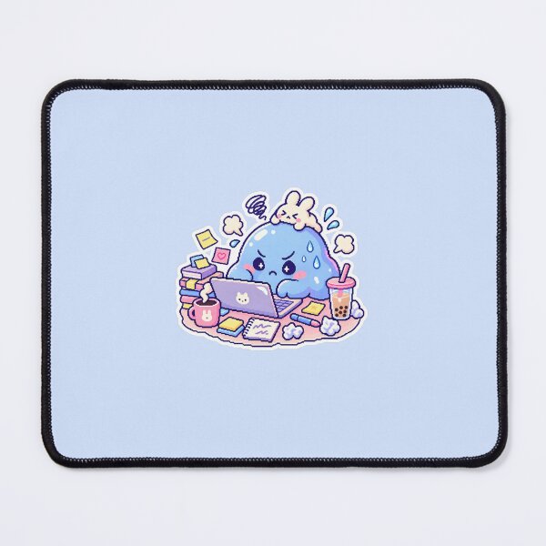 Item preview, Cute Overworked Blob at Laptop designed and sold by Dopamine Department.