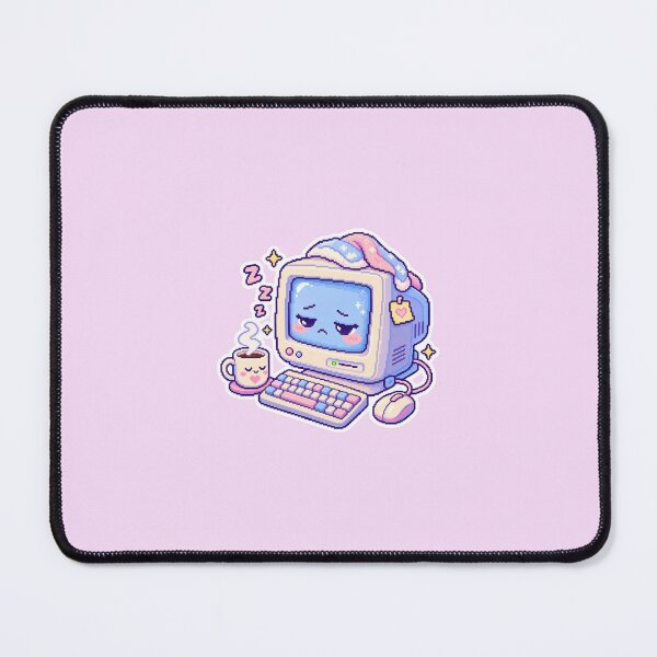 Item preview, Sleepy Retro Computer With Coffee designed and sold by Dopamine Department.