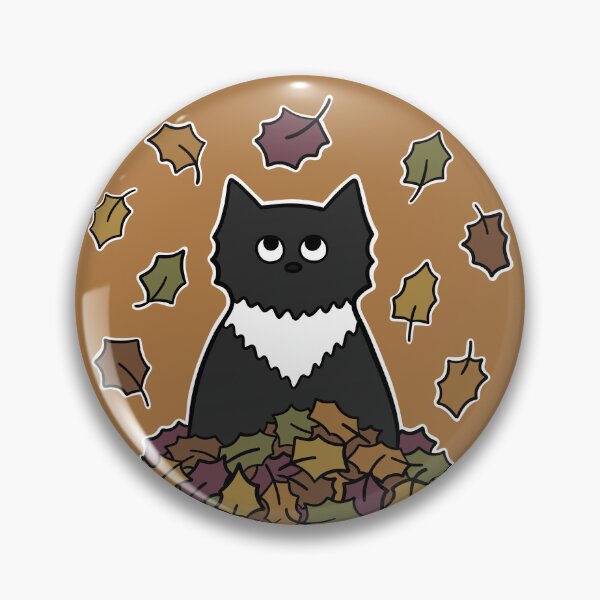 Item preview, Black & White Cat Surrounded by Fall Leaves Halloween designed and sold by Sollomio.