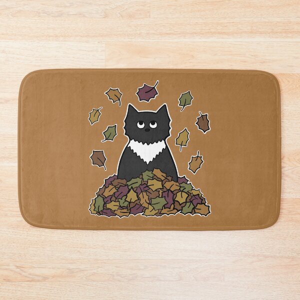 Item preview, Black & White Cat Surrounded by Fall Leaves Halloween designed and sold by Sollomio.