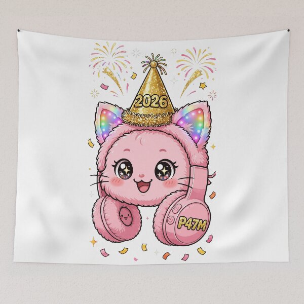 Item preview, Funny P47M Cat Ear Headphones Happy New Year 2026 - Cute Kawaii Party PNG designed and sold by HoMya.