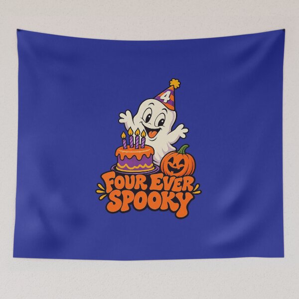 Item preview, Four Ever Spooky 4th Birthday Party Funny Ghost Halloween designed and sold by Endless7Art.