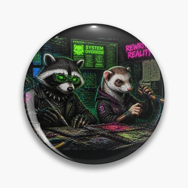 Item preview, Cyberpunk Hacker Raccoon and Ferret Tech Lab Desk Mat designed and sold by LazyDayzCo.