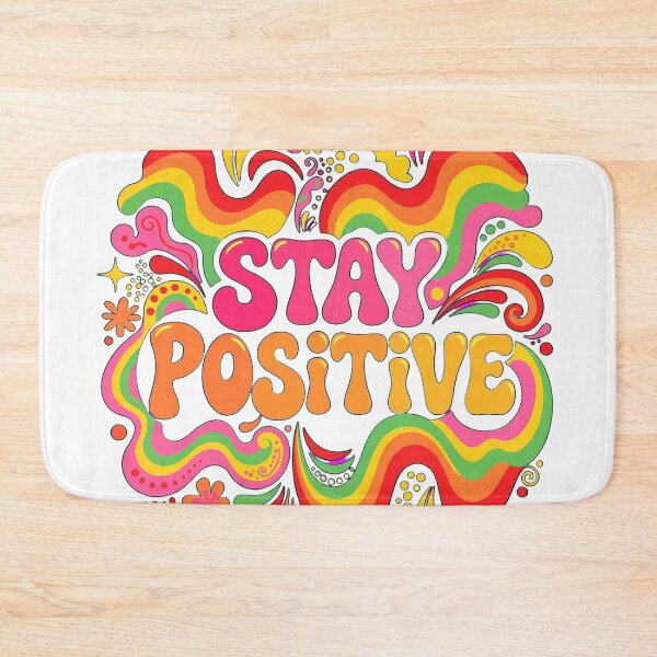 Item preview, Retro Stay Positive Psychedelic 70s Groovy Flower Quote designed and sold by rodiastore.