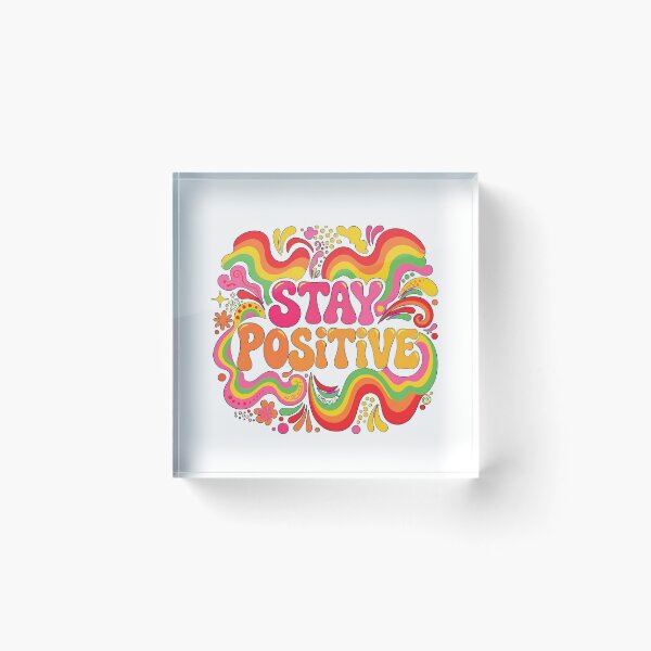Item preview, Retro Stay Positive Psychedelic 70s Groovy Flower Quote designed and sold by rodiastore.