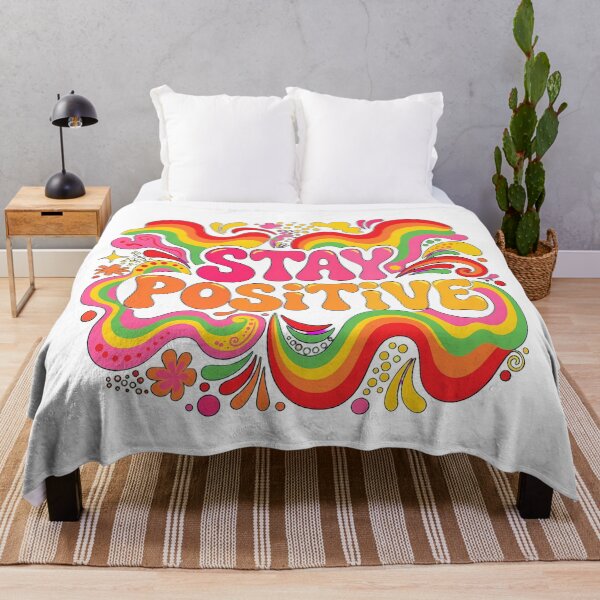 Item preview, Retro Stay Positive Psychedelic 70s Groovy Flower Quote designed and sold by rodiastore.