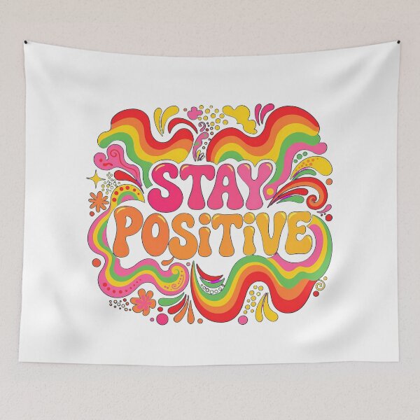 Item preview, Retro Stay Positive Psychedelic 70s Groovy Flower Quote designed and sold by rodiastore.