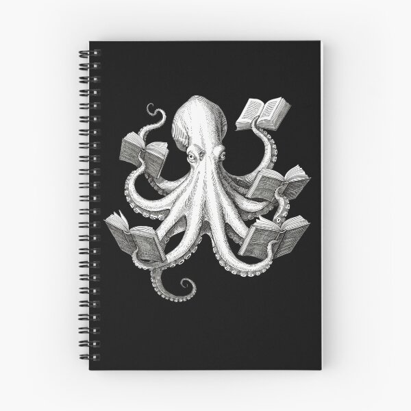 Item preview, octopus reading books vintage engraving style designed and sold by DariaOltes.