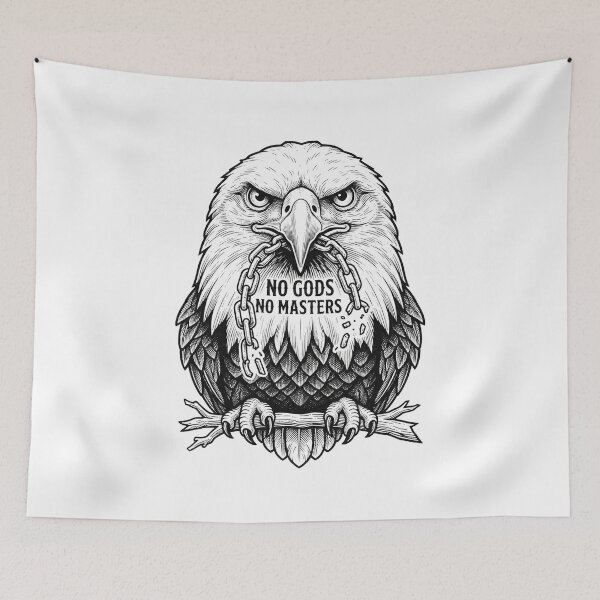 Item preview, No Gods No Masters Eagle Chain Quote designed and sold by Owcomm.