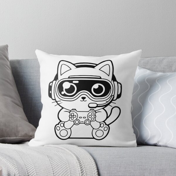Item preview, Cute Cat Gamer - Funny Lazy Gamer Cat with Pink Headset Design designed and sold by Mourad-jmel.