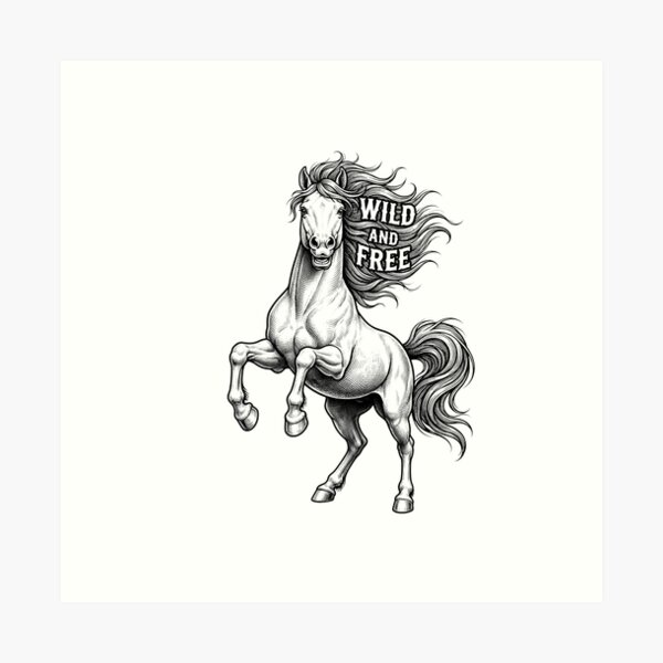 Item preview, Wild And Free Rearing Horse Vintage Illustration designed and sold by Owcomm.