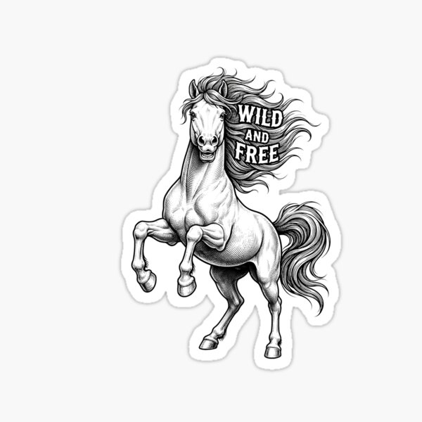 Item preview, Wild And Free Rearing Horse Vintage Illustration designed and sold by Owcomm.