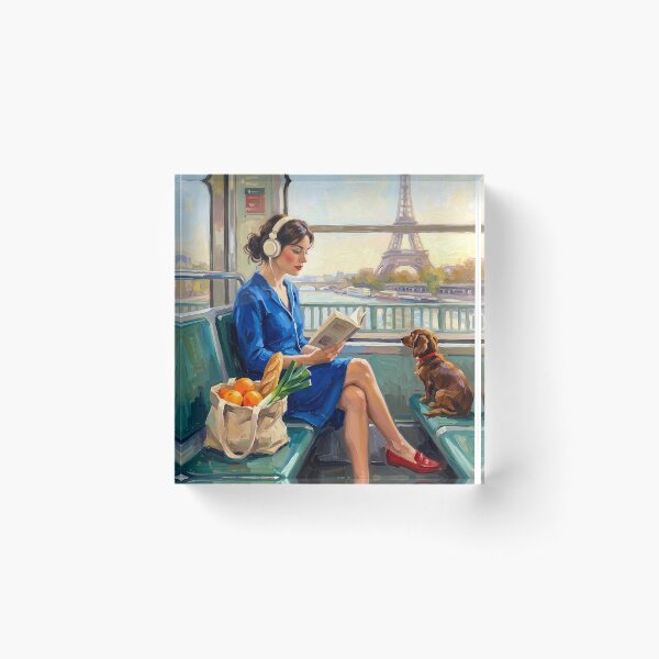 Item preview, Parisian Metro Reader, Eiffel Tower Impressionist Painting designed and sold by CARRAANN.
