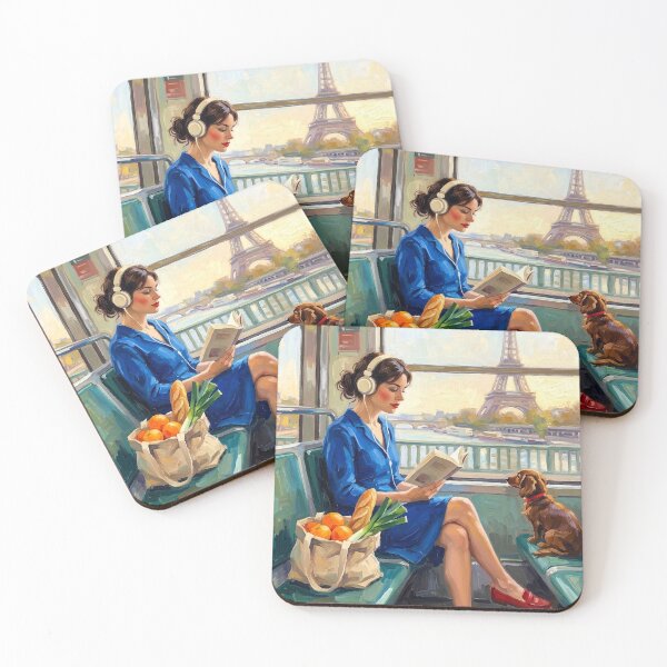 Item preview, Parisian Metro Reader, Eiffel Tower Impressionist Painting designed and sold by CARRAANN.