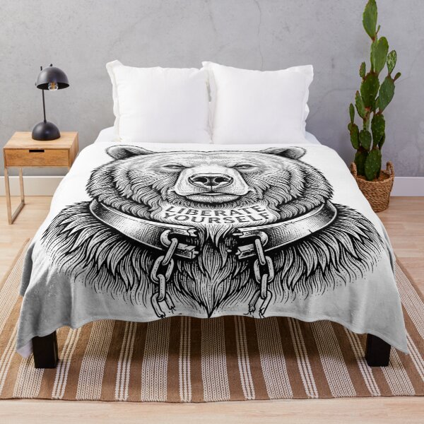 Item preview, Liberate Yourself Grizzly Bear Vintage Engraving Illustration    designed and sold by Owcomm.