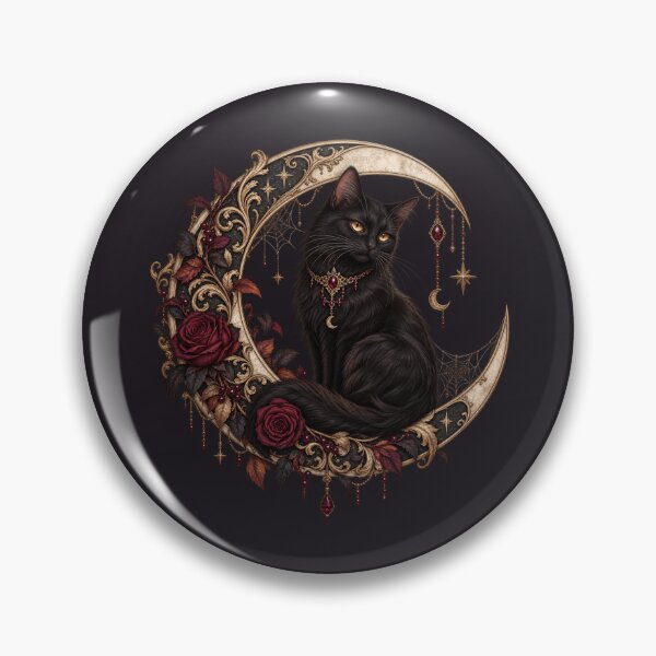 Item preview, Gothic Black Cat on Crescent Moon designed and sold by Dopamine Department.