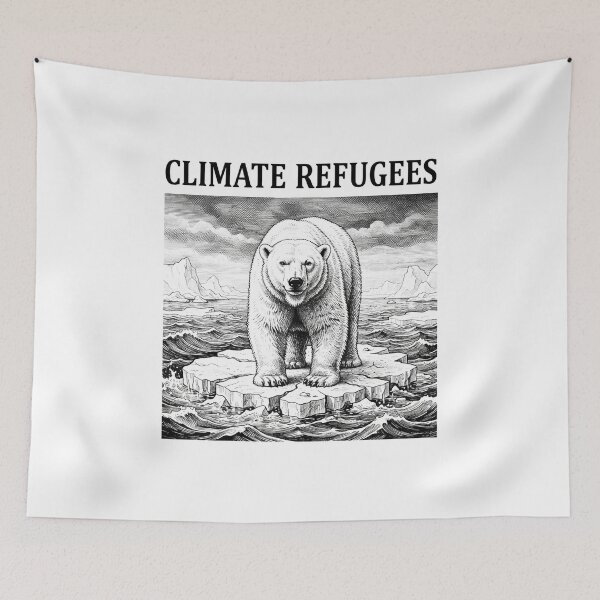 Item preview, Climate Refugees Polar Bear on Melting Ice    designed and sold by Owcomm.