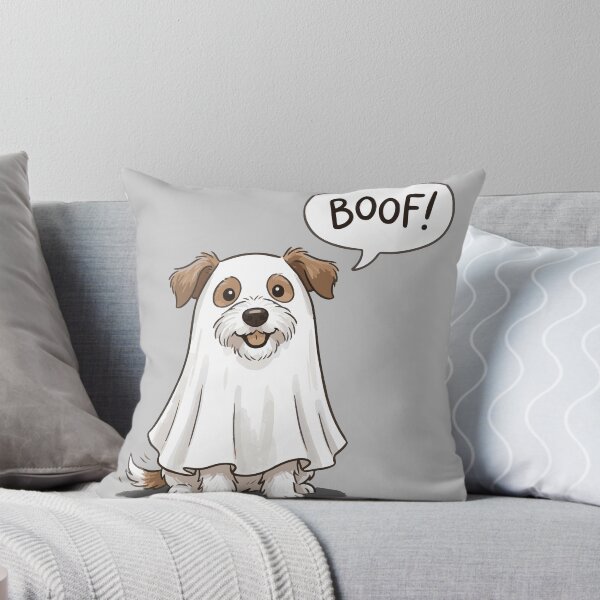 Item preview, Halloween art dog in ghost costume - boof designed and sold by luckysolo.
