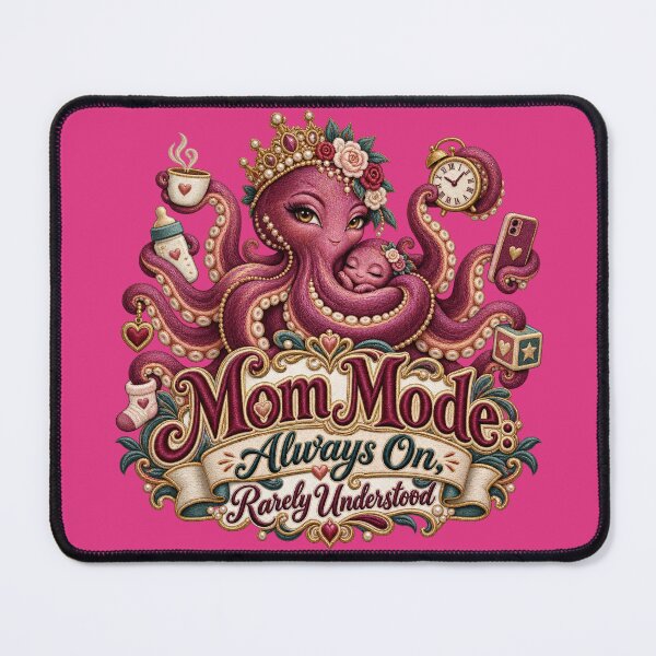 Item preview, Mom Mode Always On – Funny Multitasking Octopus Mother Embroidery Design designed and sold by Emoji Emblems.