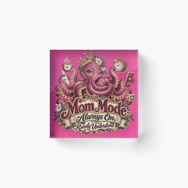Item preview, Mom Mode Always On – Funny Multitasking Octopus Mother Embroidery Design designed and sold by Emoji Emblems.