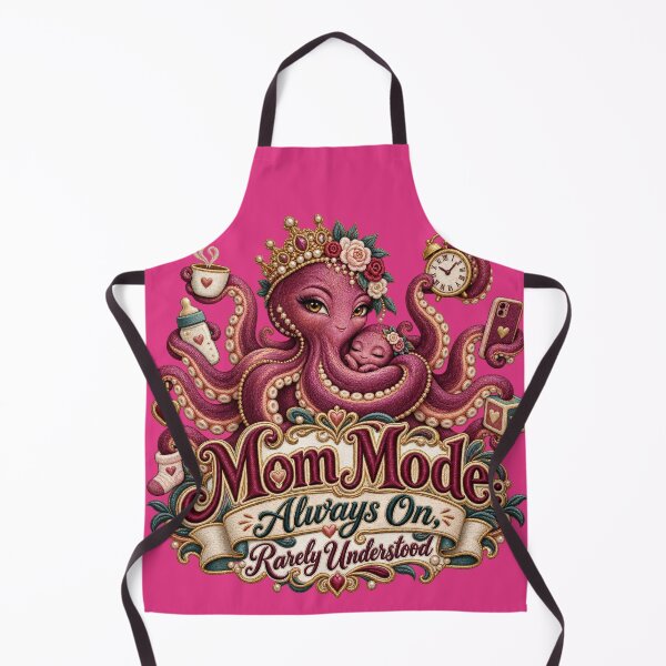 Item preview, Mom Mode Always On – Funny Multitasking Octopus Mother Embroidery Design designed and sold by Emoji Emblems.