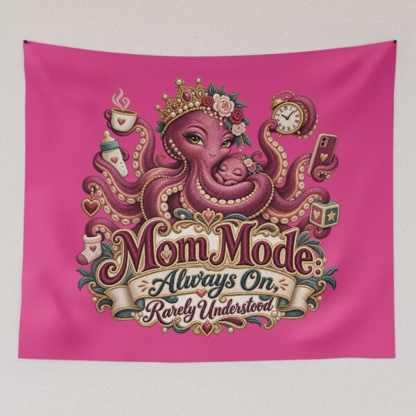 Item preview, Mom Mode Always On – Funny Multitasking Octopus Mother Embroidery Design designed and sold by Emoji Emblems.