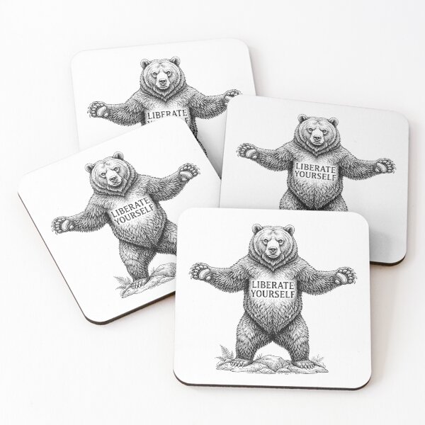 Item preview, Liberate Yourself Grizzly Bear Quote Illustration designed and sold by Owcomm.