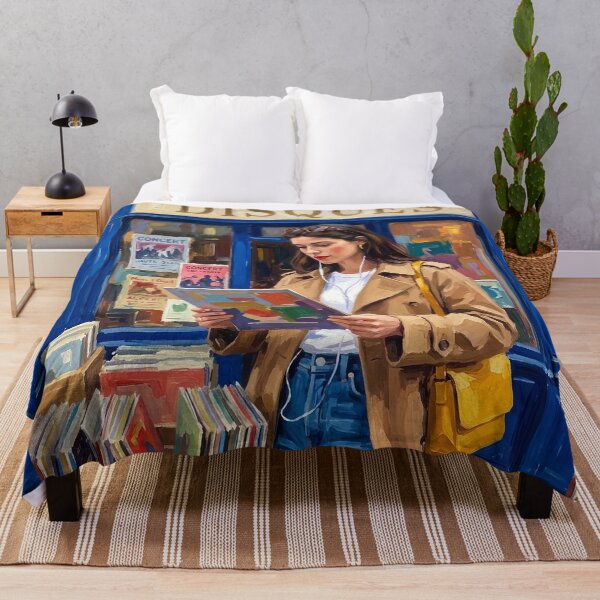 Item preview, Parisian Record Store Woman, Impressionist Painting designed and sold by CARRAANN.