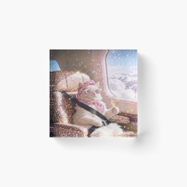 Item preview, High-Flying Luxury Cat: Glitter Private Jet Adventure designed and sold by NostalgiaPop77.