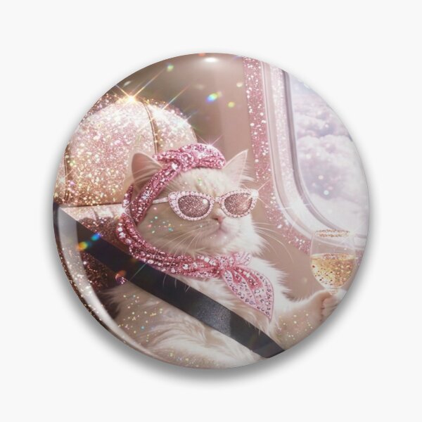 Item preview, High-Flying Luxury Cat: Glitter Private Jet Adventure designed and sold by NostalgiaPop77.