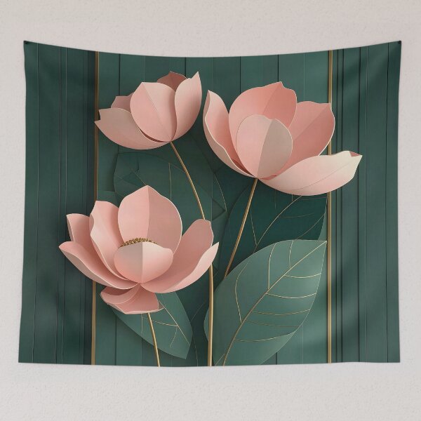 Item preview, Elegant Blossoms on Green Background designed and sold by Vicky Brago-Mitchell®.