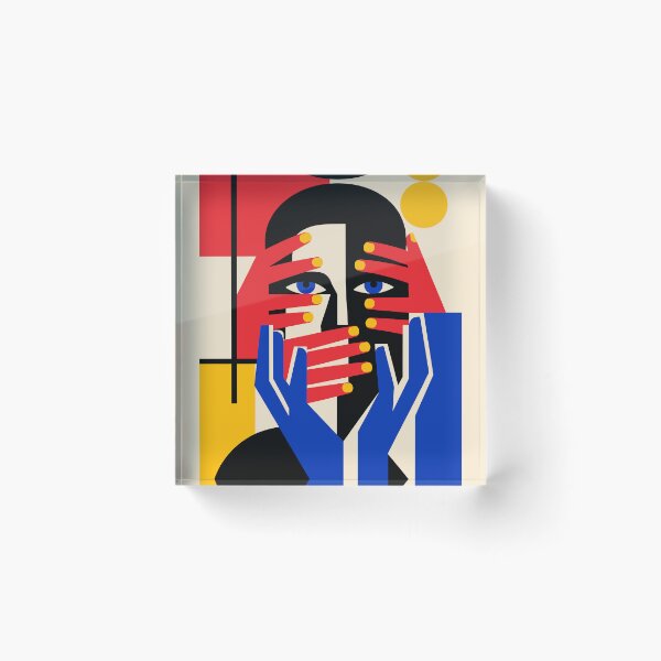 Item preview, Watching in Silence — Bauhaus Hands Over Face Portrait designed and sold by RamyGallery.