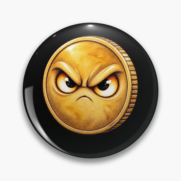 Item preview, Grumpy golden coin with a defiant look designed and sold by BigArt-ec.