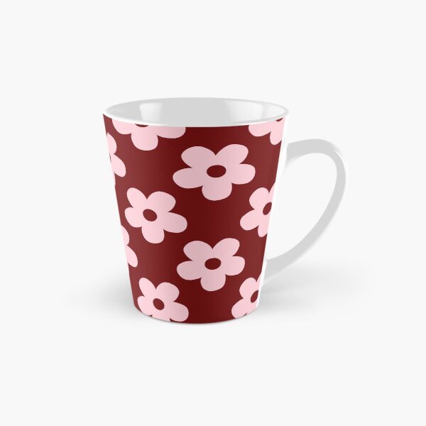 Item preview, Retro Mid Century Daisy Floral Pattern in Pink and Burgundy | Minimalist Floral Pattern in Deep Red and Soft Pink Gift for Her | Coquette Floral Preppy Gift for College Students designed and sold by VivaFy.