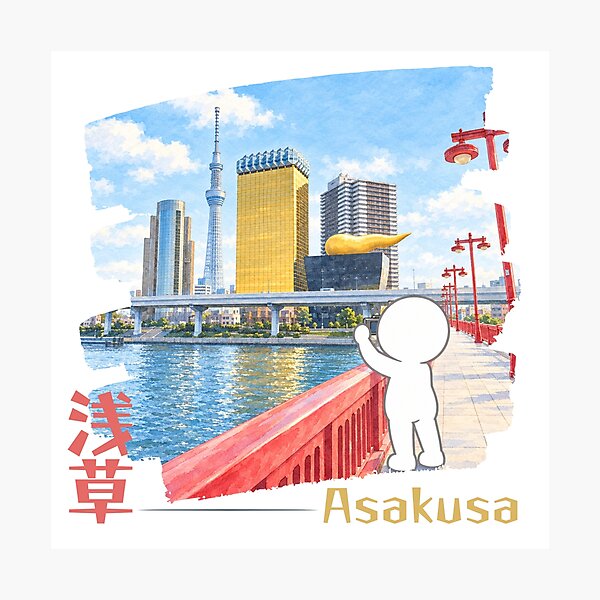Item preview, Asakusa Tokyo Skyline Photography - Skytree Sumida River Pictogram designed and sold by japan-picto.
