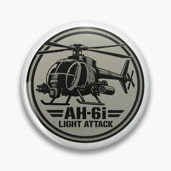 Item preview, AH-6i Chopper in Grey Round Military Badge  designed and sold by IRON WINGS /USAF.