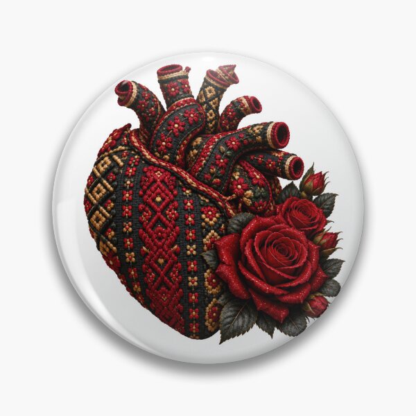 Item preview, Embroidered Heart with Crimson Roses designed and sold by DansCreations42.