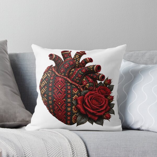 Item preview, Embroidered Heart with Crimson Roses designed and sold by DansCreations42.