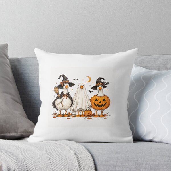 Item preview, Funny Halloween Goose Trio in Witch, Ghost & Pumpkin Costumes – Cute Spooky Season Art designed and sold by LumiMuse.