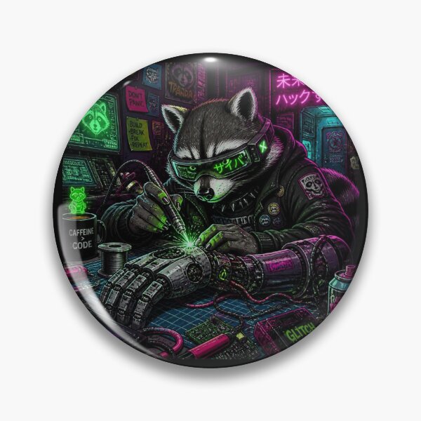 Item preview, Cyberpunk Hacker Raccoon Glitch Cybernetic Frame Graphic designed and sold by LazyDayzCo.