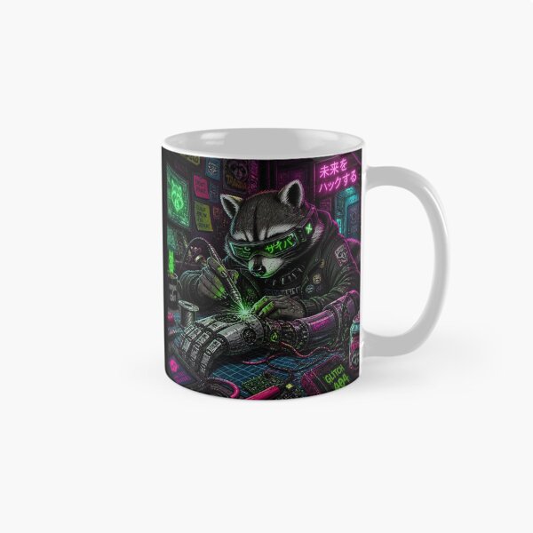 Item preview, Cyberpunk Hacker Raccoon Glitch Cybernetic Frame Graphic designed and sold by LazyDayzCo.