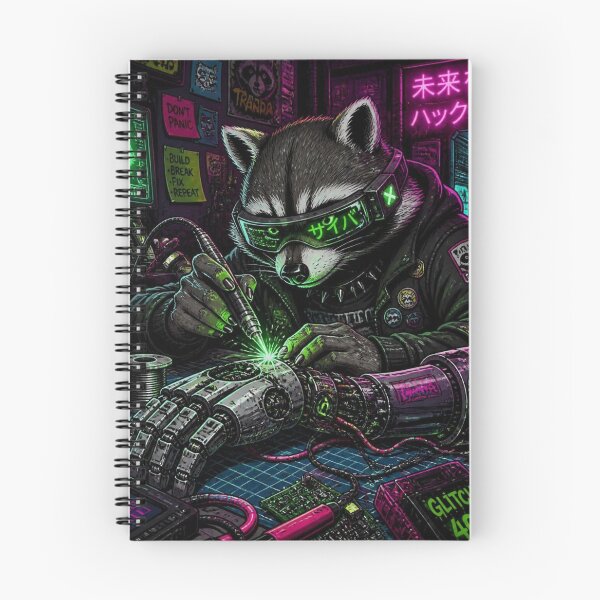 Item preview, Cyberpunk Hacker Raccoon Glitch Cybernetic Frame Graphic designed and sold by LazyDayzCo.