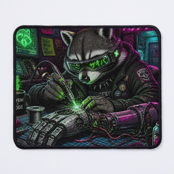 Item preview, Cyberpunk Hacker Raccoon Glitch Cybernetic Frame Graphic designed and sold by LazyDayzCo.