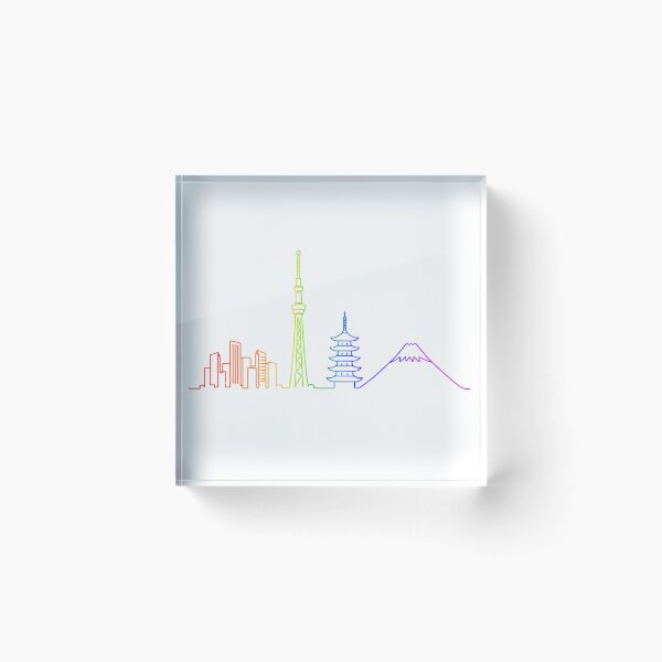 Item preview, Japan Skyline Rainbow Line Art - Tokyo Skytree & Mount Fuji Outline designed and sold by japan-picto.
