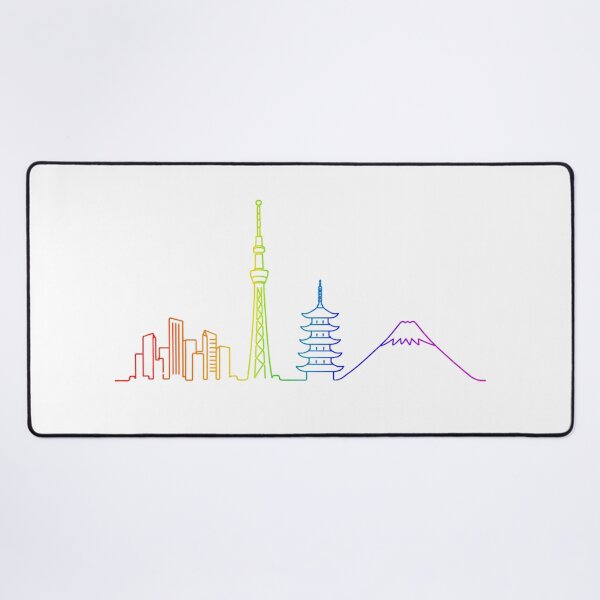 Item preview, Japan Skyline Rainbow Line Art - Tokyo Skytree & Mount Fuji Outline designed and sold by japan-picto.